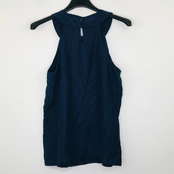 J Crew Women's 0 Tank Top Blue Silk Metallic Vita Cami Pleated Halter 10181 BP22 - Picture 5 of 5